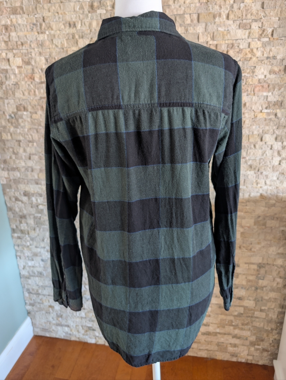 Abercrombie & Fitch Women's Plaid Flannel Henley Popover Tunic Top XS Preppy Y2K - Picture 3 of 13